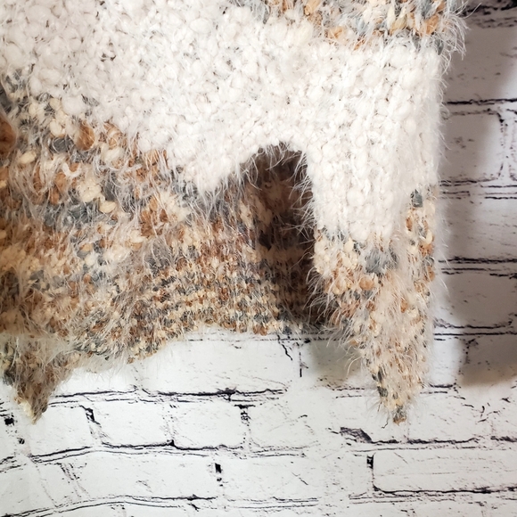 Altar’d State Brown Tan Ivory Cozy Fuzzy Soft Sweater Size S/M STRIPED - Picture 5 of 15